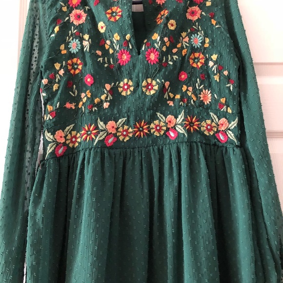 Zara embroidered floral chiffon dot dress - Picture 1 of 5